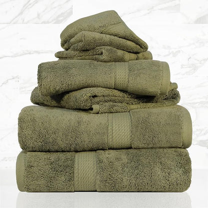 Superior Egyptian Cotton Ultra Plush & Absorbent, 6 Piece Set, Forest Green | Quick Dry, Soft Luxury Towel Set, Bath Essentials, Guest Bath, Spa, 2 Bath, 2 Hand, 2 Face Towels, Madeline Towels