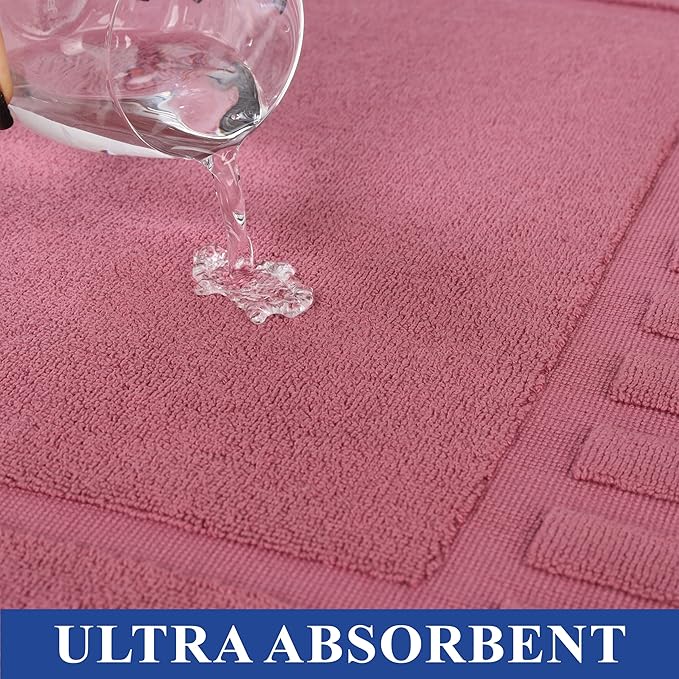 Superior 100% Cotton Bathmat Set, Bath Mats, Bathroom Decor, Shower, Bathtub Essentials, Home Accessories, Washable Rug, No Backing, Heavyweight, Leo Collection, Set of 2, 22" x 35", Rosewood