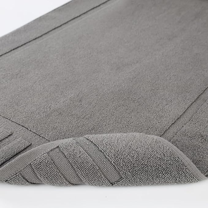 Superior 100% Cotton Bathmat Set, Bath Mat, Bathroom Decor, Shower, Bathtub Essentials, Home Accessories, Washable Rug, Absorbent, Quick Dry, Leo Collection, Set of 2, 22" x 35", Graphite