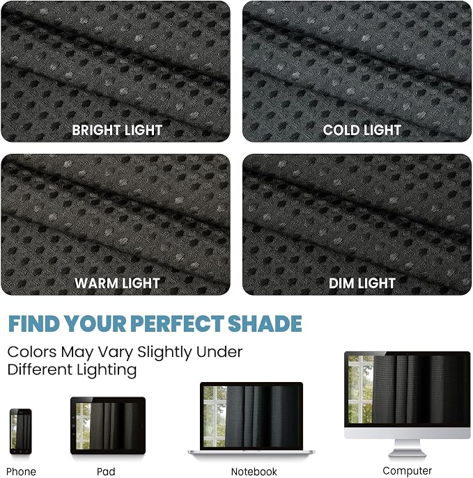 SORTTO No Hook Shower Curtain with Snap in Liner Set Waffle Shower Curtain for Bathroom Hotel Style Fabric Waterproof Inner Liner，71" W x 80" H, Black