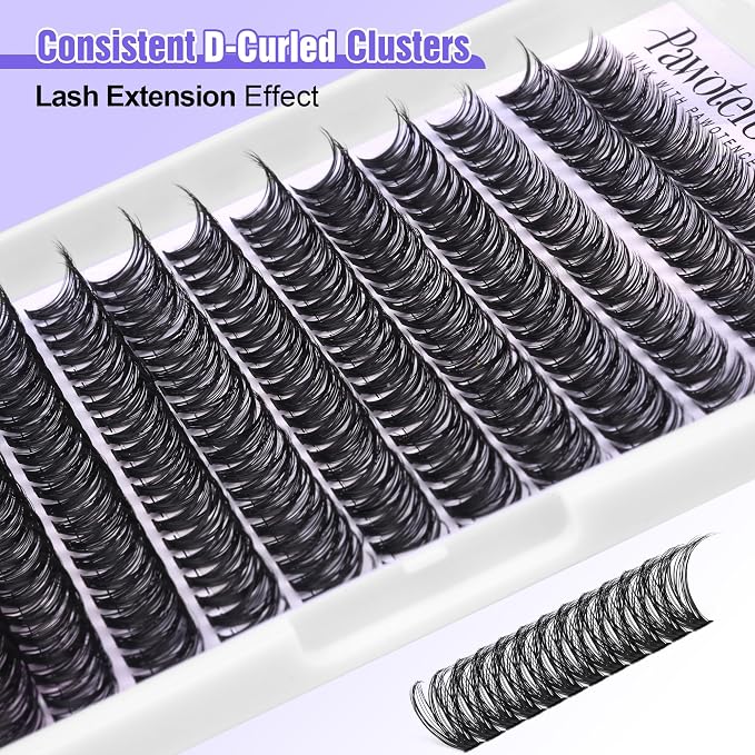 Lash Extension Kit DIY 280pcs Individual Lash Clusters Kit 9-16mm 40D Cluster Eyelash Extension Kit with Lash Bond and Seal, Lash Remover, Lash Tweezers for Self Use (40D, 9-16mm, All Kit)