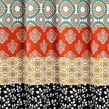 Lush Decor Bohemian Stripe Shower Curtain 72" W x 78" L Turquoise & Orange - Bathroom Curtain - Extra Long Shower Curtain - Boho Decor - Fabric Shower Curtains