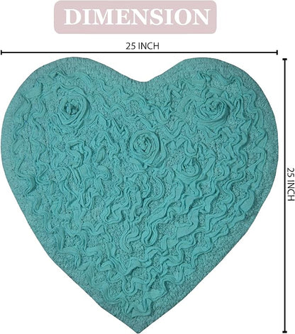 Home Weavers Bell Flower Collection 100% Cotton Tufted Bath Rugs, Extra Soft and Absorbent Bath Rugs, Non-Slip Bath Mats, Machine Washable, Bath Mats for Bathroom Floor, 25"x25" Heart, Turquoise