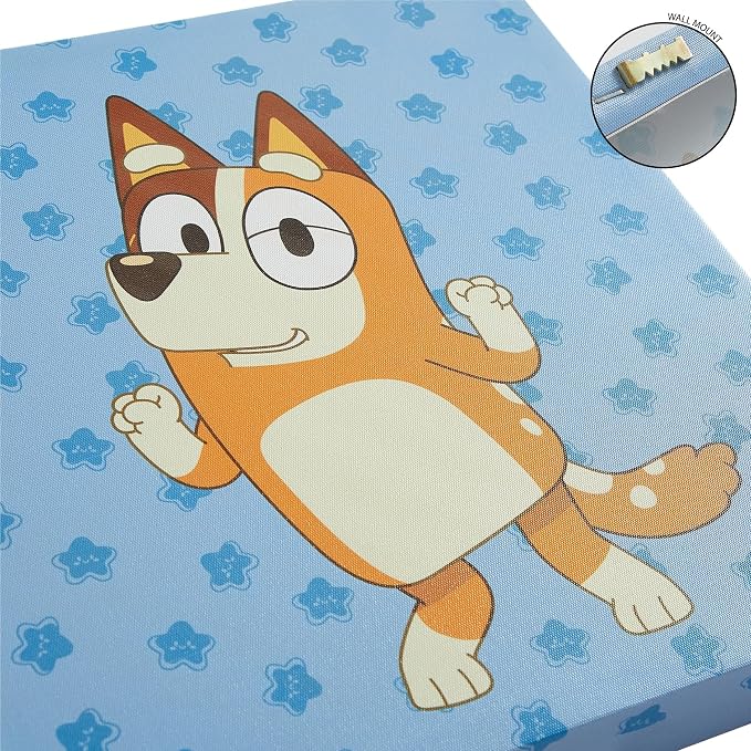 Bluey Canvas Wall Art – 4-Piece Set for Kids’ Room Décor, Each Print 12"x12", Colorful and Fun Artwork for Bedroom, Nursery, or Playroom