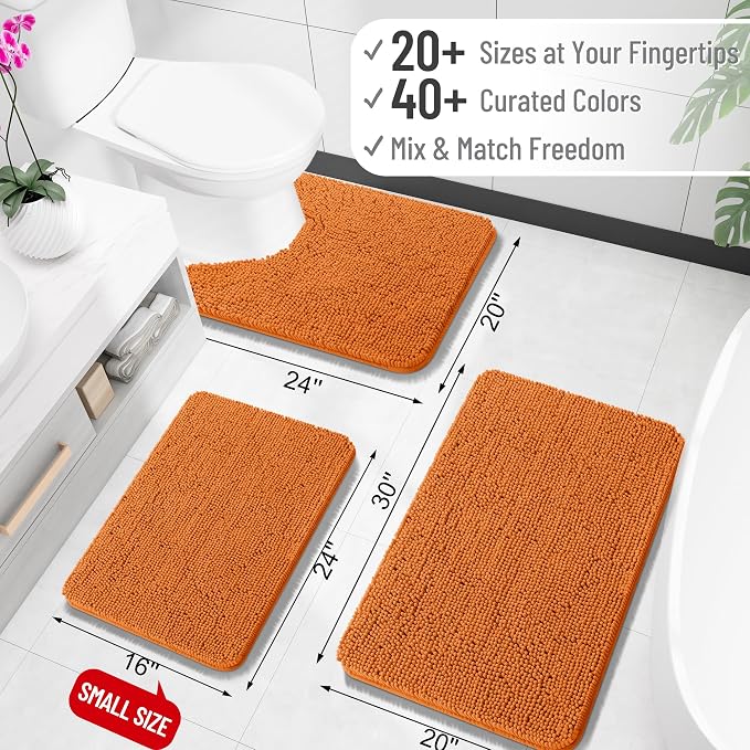 OLANLY Bathroom Runner Rugs 47x17, Extra Soft Absorbent Chenille Bath Rugs | Clay, Quick-Drying Rubber Backing, Machine Washable Long Bath Mat for Bathroom Floor, Tub and Shower, Home Decor Accessories