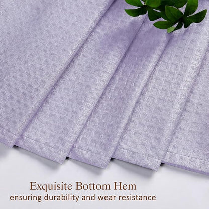 Extra Long Shower Curtain 96 Inch Long 1 Piece, Waffle Embossed Textured Fabric Shower Curtain for Bathroom Large Hotel, Water Resistant, Machine Washable, Lavender, 72Wx96L Inches