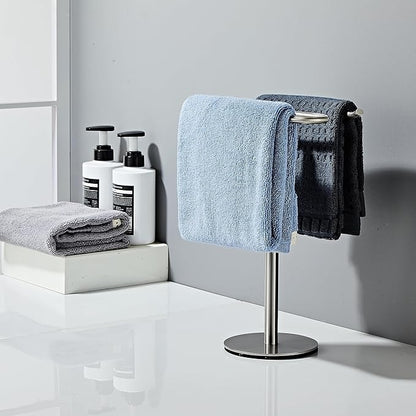 Brushed Nickel Hand Towel Holder Stand,13 Inch Free-Standing Towel Rack, SUS304 Stainless Steel Towel Bar Rack Stand, Tower Bar for Bathroom Kitchen Vanity Countertop…