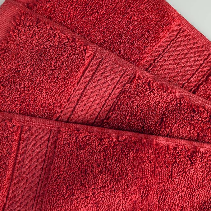 Superior Egyptian Cotton 800 GSM Plush & Absorbent, 9 Piece Set, Red | Quick Dry, Soft Luxury Towel Set, Bath Essentials, Guest Bath, Spa, 3 Bath, 3 Hand, 3 Face Towel, Madeline Towels