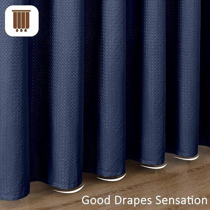 Navy Blue Stall Shower Curtain 36 x 72 Inch, Textured Soft Fabric Waffle Narrow Size Modern Shower Small Curtain for Bathroom Hotel, Machine Washable, Water Resistant, 36Wx72L Inches