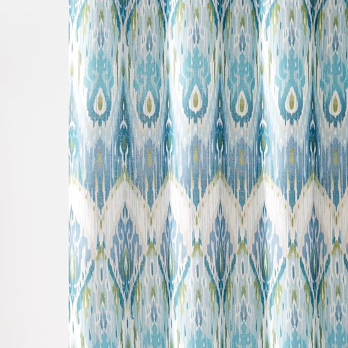 Lush Decor Ikat Drops Shower Curtain Single 72" W x 72" L Teal - Blue Shower Curtains - Colorful Bath Curtain - Modern Eclectic Style - Boho Decor