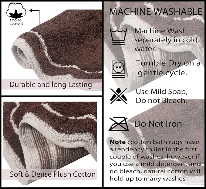Home Weavers Allure Collection s U Shaped,Extra Thick, Non-Slip Contour Mat for Bathroom,100% Cotton Soft, Absorbent Water, Machine Washable, 20 Inch U Shaped Rug, Brown