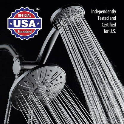 AquaDance 7" Premium High Pressure 3-way Rain & Handheld Shower Head Combo | Enjoy Luxury 7-inch Showerhead & 6-mode Hand Shower Separately or Together! Premium Stainless Steel Hose - Black