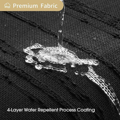 Extra Long Black Shower Curtain Boho, 72 x 78 Cotton Blend Waffle Weave Stripe Textured Heavy Duty, Fabric Shower Curtain for Bathroom