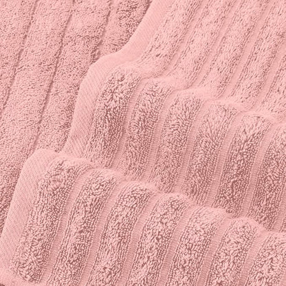Elegant Comfort 100% Turkish Cotton Corduroy Ribbed Luxury Bath Towels 6-Piece Set, Premium Feel - Quick Dry, Highly Absorbent, Contains 2 Bath Towels, 2 Hand Towels, and 2 Washcloths, Dusty Rose