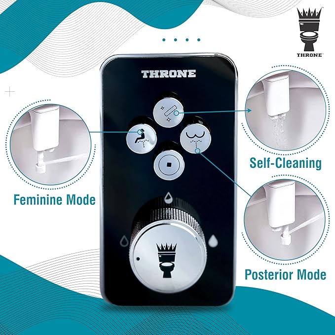 Throne Bidet Attachment - USA Patented - Non-Electric Self Cleaning Water Sprayer Toilet Bidet Seat Attachment, Double Nozzle (Frontal & Rear Wash), Easy Install (Black)