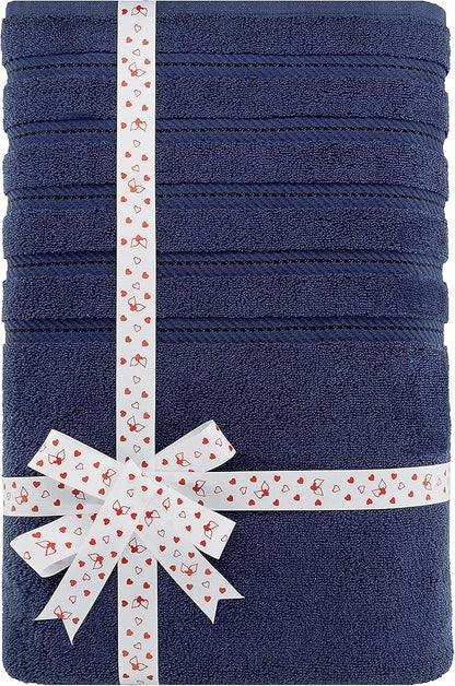 American Soft Linen 35x70 Jumbo Large Bath Towel, 600 GSM 100% Cotton Turkish Bath Sheet, Oversized Luxury Bath Towel for Bathroom Beach and Pool, Navy Blue