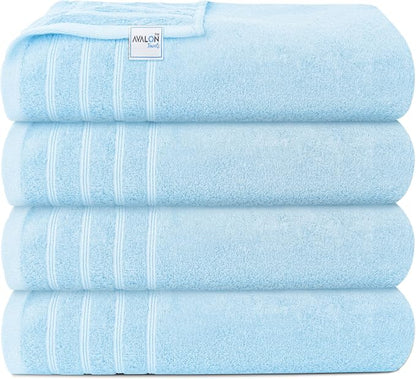 Avalon Towels Bath Towels Set of 4, Size 30 x 60 Inches - 60% Cotton, 40% Viscose Made from Bamboo, Soft and Absorbent, Thin and Quick Drying, Lightweight, Perfect for Daily Use
