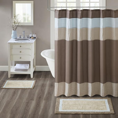 Madison Park Amherst Tufted Bath Rug Cotton Non-Slip, 27 x 45, Blue | Quick Dry, Ultra Soft, Pile, Machine Washable, Absorbent, OEKO-TEX Certified