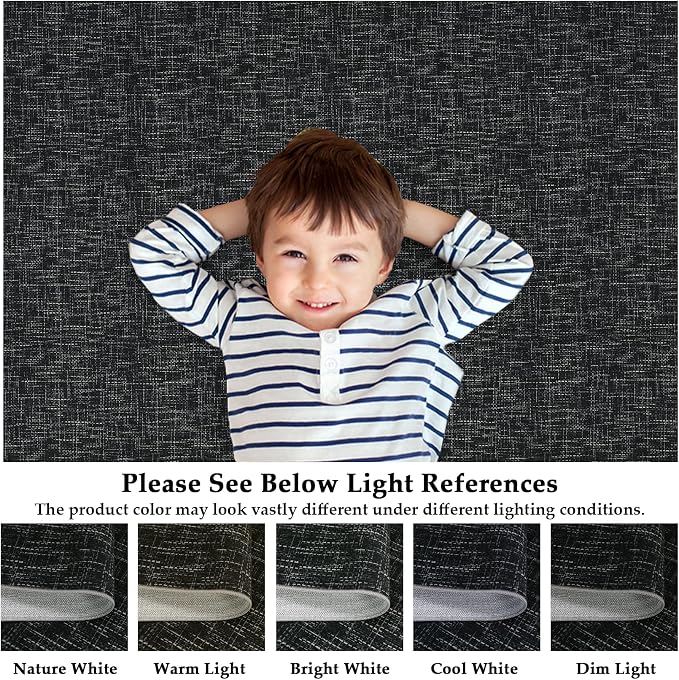 Garvee Modern 5x7 Rugs for Entryway Solid Color Washable Area Rugs, Black | Rubber Backing Neutral Textured Non Shedding Stain Resistant Low Pile Foldable Soft Rug for Bedroom Nursery Living Room