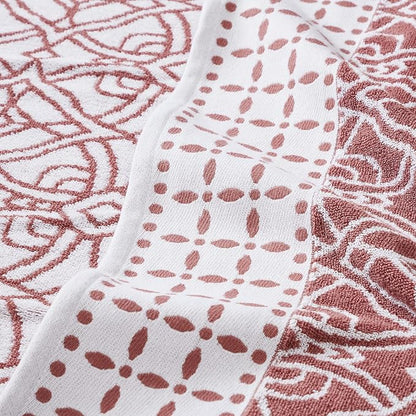 Modern Threads Monroe 6-Piece 100% Cotton Towel Set – Reversible Yarn Dyed Jacquard & Solid – Includes 2 Bath Towels, 2 Hand Towels, 2 Washcloths – Absorbent, Quick Dry, Soft & Durable – Clay