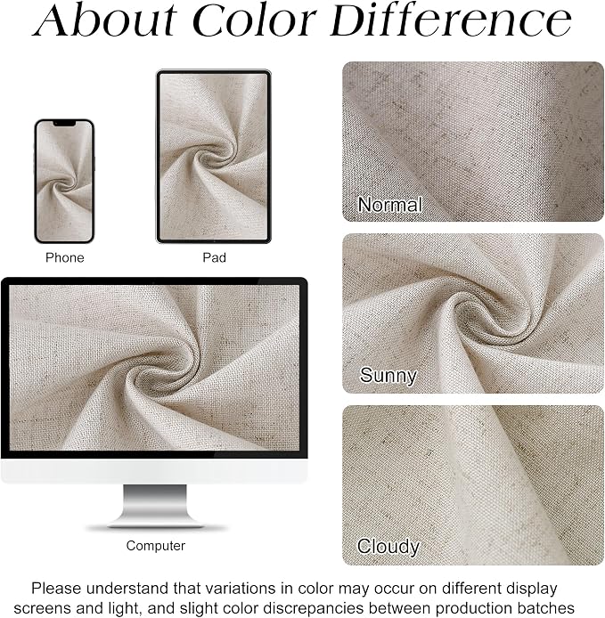 Oatmeal Linen Shower Curtain, Cloth Textured Fabric Shower Curtain Set with Hooks, Simple Elegant Modern Farmhouse Country Ultra Thick Bath Curtains for Bathroom,Water Repellent,72x84