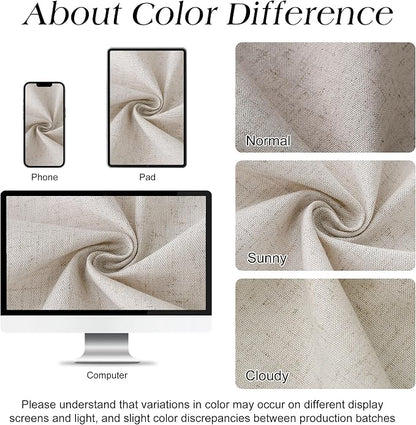 Oatmeal Linen Shower Curtain, Cloth Textured Fabric Shower Curtain Set with Hooks, Simple Elegant Modern Farmhouse Country Ultra Thick Bath Curtains for Bathroom,Water Repellent,72x84