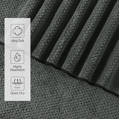 REDKISS Soft 6 Piece Bath Towels Set, 2 Large Bath Towel Sheet, 2 Hand Towels, 2 Washcloths, Highly Absorbent, Quick Dry, Lightweight Towel Sets Collection, Premium Gray Towels for Bathroom, Gym & Spa