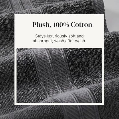 Modern Threads Botanical Vine 6-Piece 100% Cotton Towel Set – Reversible Yarn Dyed Jacquard – Includes 2 Bath Towels, 2 Hand Towels, 2 Washcloths – Absorbent, Quick Dry, Soft & Durable – Gray