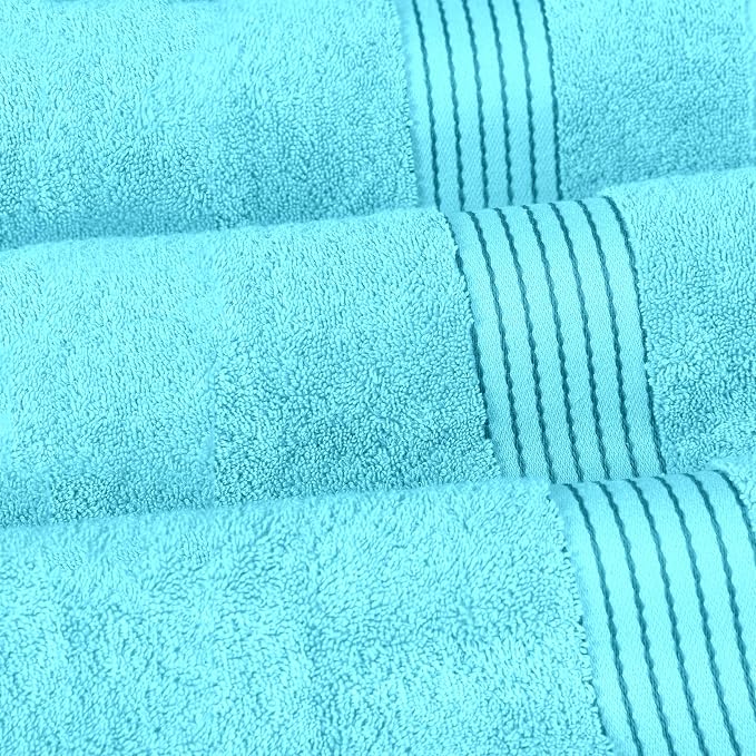 Elegant Comfort Premium Cotton 6-Piece Towel Set, Includes 2 Washcloths, 2 Hand Towels and 2 Bath Towels, 100% Turkish Cotton - Highly Absorbent and Super Soft Towels for Bathroom, Aqua