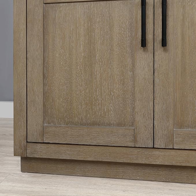 OVE Decors Bailey 36 in. Single Sink Freestanding Driftwood Oak Bathroom Vanity with White Quartz Top and Matching Backsplash