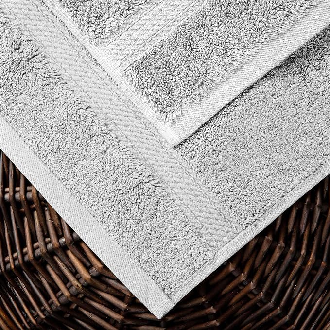 Superior Egyptian Cotton Ultra Plush & Absorbent, 10 Piece Set, Silver | Quick Dry, Soft Luxury Towel Set, Bath Essentials, Guest Bath, Spa, 2 Bath, 4 Hand, 4 Face Towels, Madeline Towels