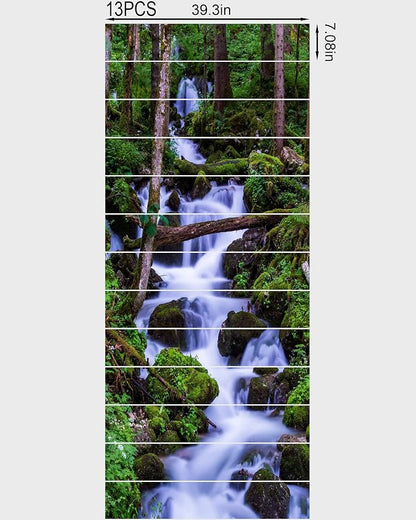 FLFK Stair Riser Decals - Stair Stickers Decals Peel and Stick,Waterfall Stair Decals Self-Adhesive for Home Decor, 39.3" W x 7.08" H x 13Pcs