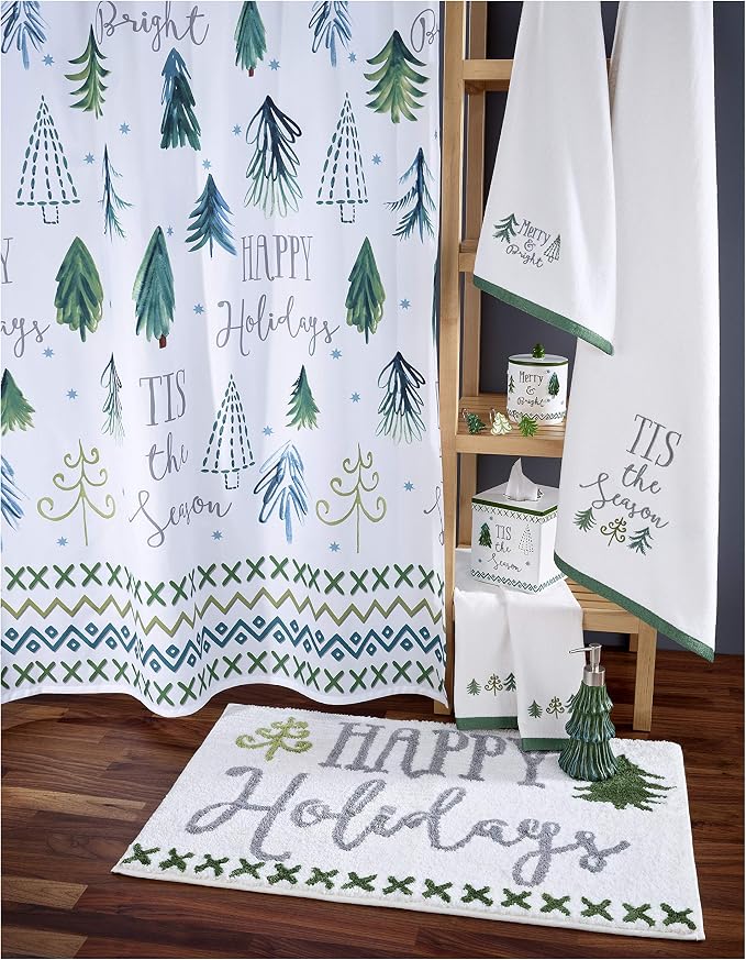 Avanti Linens - Fingertip Towels, Soft & Absorbent Cotton Velour, Holiday Bathroom Decor, Set of 2 (Christmas Trees Collection)