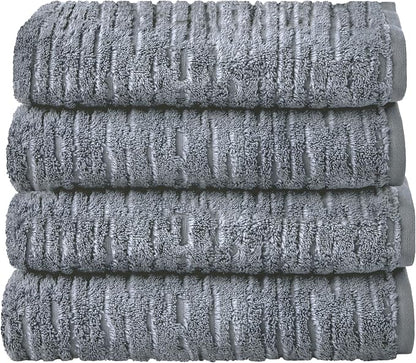 SKL Home CloudSoft 100% Cotton Luxury 4-Piece Bath Towel Set, Smoke Blue | Premium spa-level quality. 600 GSM weight. Ultra plush & absorbent.
