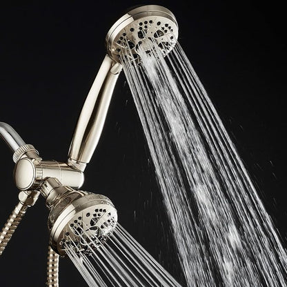 AquaDance Brushed Nickel High Pressure 3-way 48-setting Rain – Handheld Shower Head Combo – Angle Adjustable, Anti-Clog Jets, Tool-Free Installation - USA Standard Certified – Top U.S. Brand | Enjoy Two 6-Setting Rain & Hand Showerheads Separately or T...