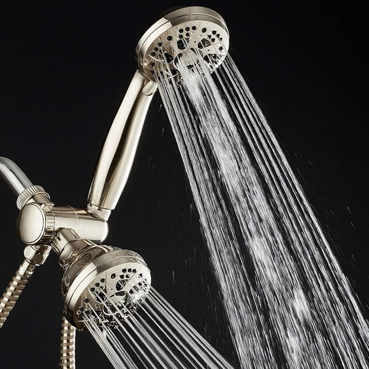 AquaDance Brushed Nickel High Pressure 3-way 48-setting Rain – Handheld Shower Head Combo – Angle Adjustable, Anti-Clog Jets, Tool-Free Installation - USA Standard Certified – Top U.S. Brand | Enjoy Two 6-Setting Rain & Hand Showerheads Separately or T...