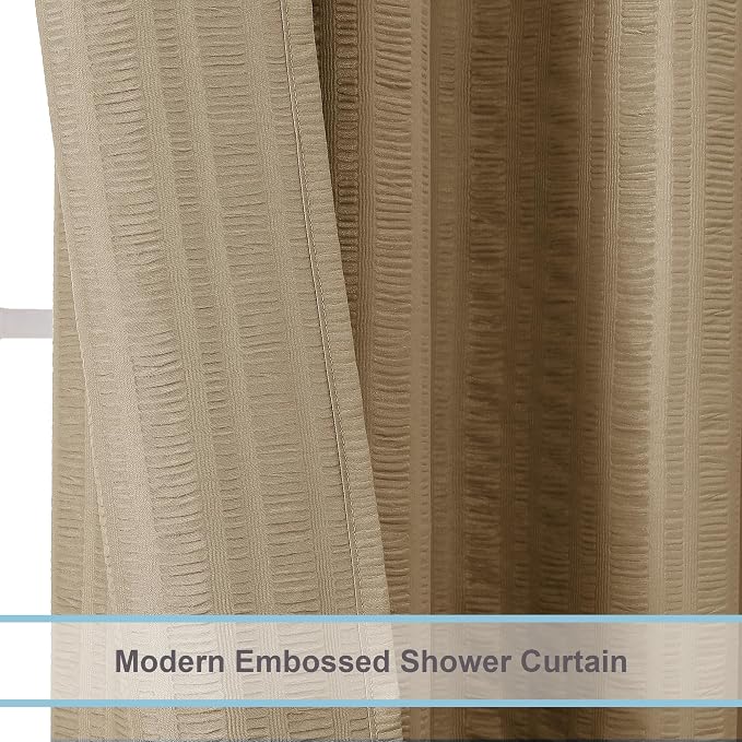 Aiyufeng Taupe Shower Curtain for Bathroom, Embossed Textured Fabric Shower Curtain for Bathroom - Soft Cloth & Hotel Spa, Machine Washable, 72X78,Taupe