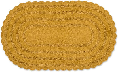 DII Crochet Collection Reversible Bath Mat, Large Oval, 21x34, Honey Gold