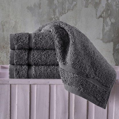Hawmam Linen Luxury Cotton Washcloths 13x13 Inch - Large Hotel Spa Bathroom Face Towel | 12 Pack | Grey