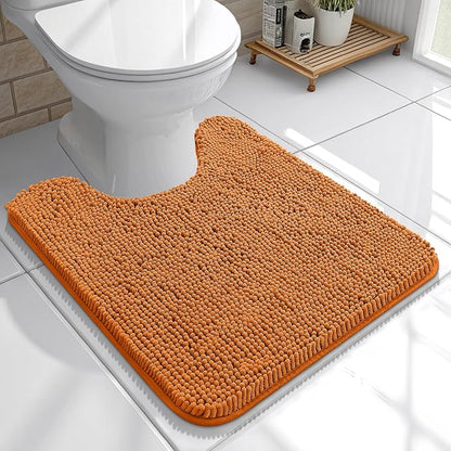 OLANLY Toilet Rugs U-Shaped 20x20, Soft Absorbent Chenille Contour Rugs | Clay, Quick-Drying Rubber Backing, Machine Washable Non-Slip Shaggy Bathroom Mat for Toilet, Home Decor Accessories