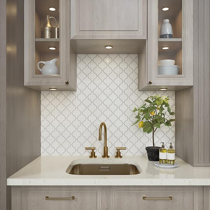 Daltile Mesmerist 11" X 12" Ceramic Arabesque Mosaic Tile in Spirit Gloss (10 PC Per Carton) (7.4 SQFT Per Carton )