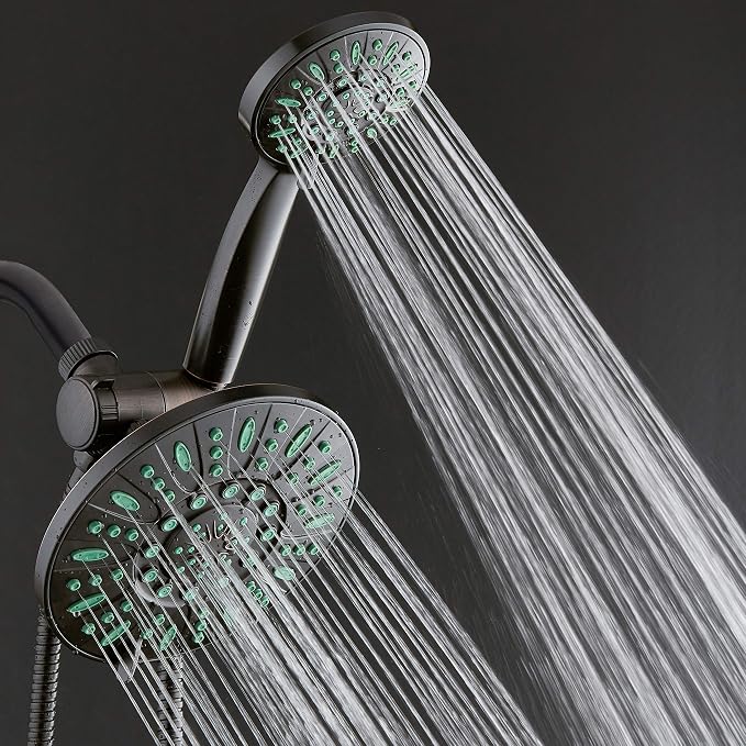 AquaDance Antimicrobial High Pressure 7" Rain & Handheld Shower Head Combo | Enjoy More Power & Better Shower Hygiene with Lifetime Antimicribial Nozzle Protection from Mold, Mildew & Bacteria - Bronze