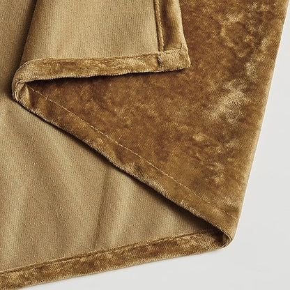 Fredsure Distressed Velvet Shower Curtain Set, 13 Pieces Caramel Gold Including1 Piece 72"x72" Shower Curtain and 12 Pieces Silver Hooks