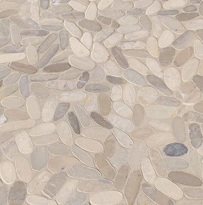 MSI Sliced Pebble Truffle Tumbled Marble Tile for Kitchen Backsplash, Wall Tile for Bathroom, Floor Tile, and Shower Wall Tile, 12 in. x 12 in. Mesh-Mounted Mosaic Tile (9.7 sq. ft.)