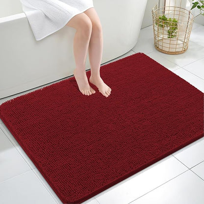 OLANLY Large Bathroom Rugs 40x32, Extra Soft Absorbent Chenille Bath Rugs | Red, Quick-Drying Rubber Backing, Machine Washable Bath Mat for Bathroom Floor, Tub and Shower, Home Decor Accessories
