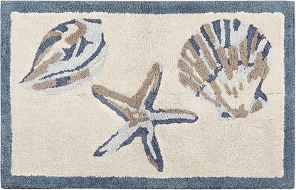 Madison Park Bayside Tufted Bath Rug Cotton Non-Slip, 21 x 34, Blue