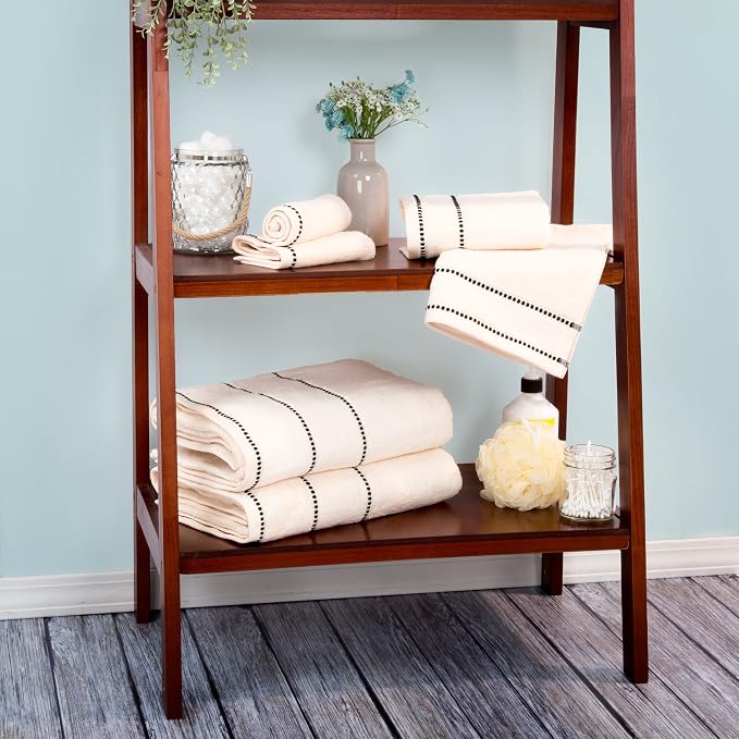 Lavish Home 6PC Towel Set - 525GSM 100% Cotton Bathroom Essentials with 2 Bath Towels, 2 Hand Towels, and 2 Wash Cloths - Absorbent Sheets for Bath, Shower, Gym, Spa, and Dorm Room (Beige)