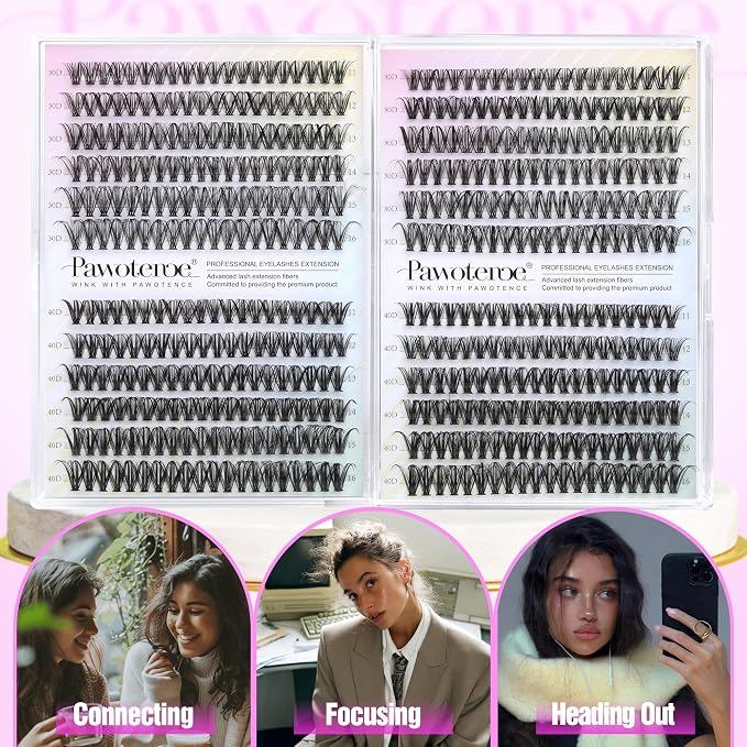 Lash Clusters 480pcs Individual Lashes 30D 40D Cluster Eyelash Extensions 11-16mm Eyelash Clusters Lash Extensions for Self Application (30D&40D, 0.07D, 11-16mm Value Pack)