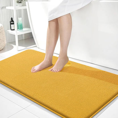 OLANLY Memory Foam Bathroom Runner Rugs 44x24, Long Bath Mat, Golden Yellow | Soft Quick Dry Bath Rugs, Non-Slip, Absorbent Machine Washable Mat for Bathroom Floor, Tub and Shower, Home Decor Accessories