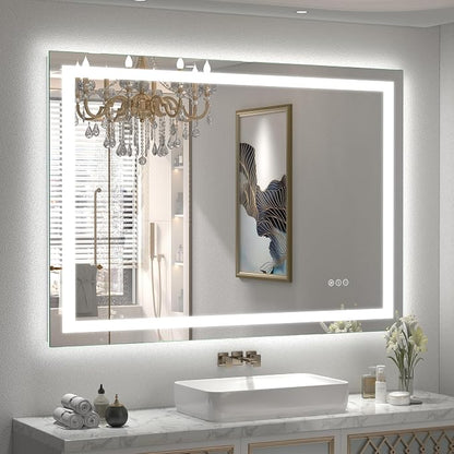 44x36 Inch LED Mirror for Bathroom | Dimmable Bathroom Vanity Mirror with Lights, Front Lights+Backlit, Anti-fog, Memory, 3 Colors, Shatter-Proof, ETL Listed
